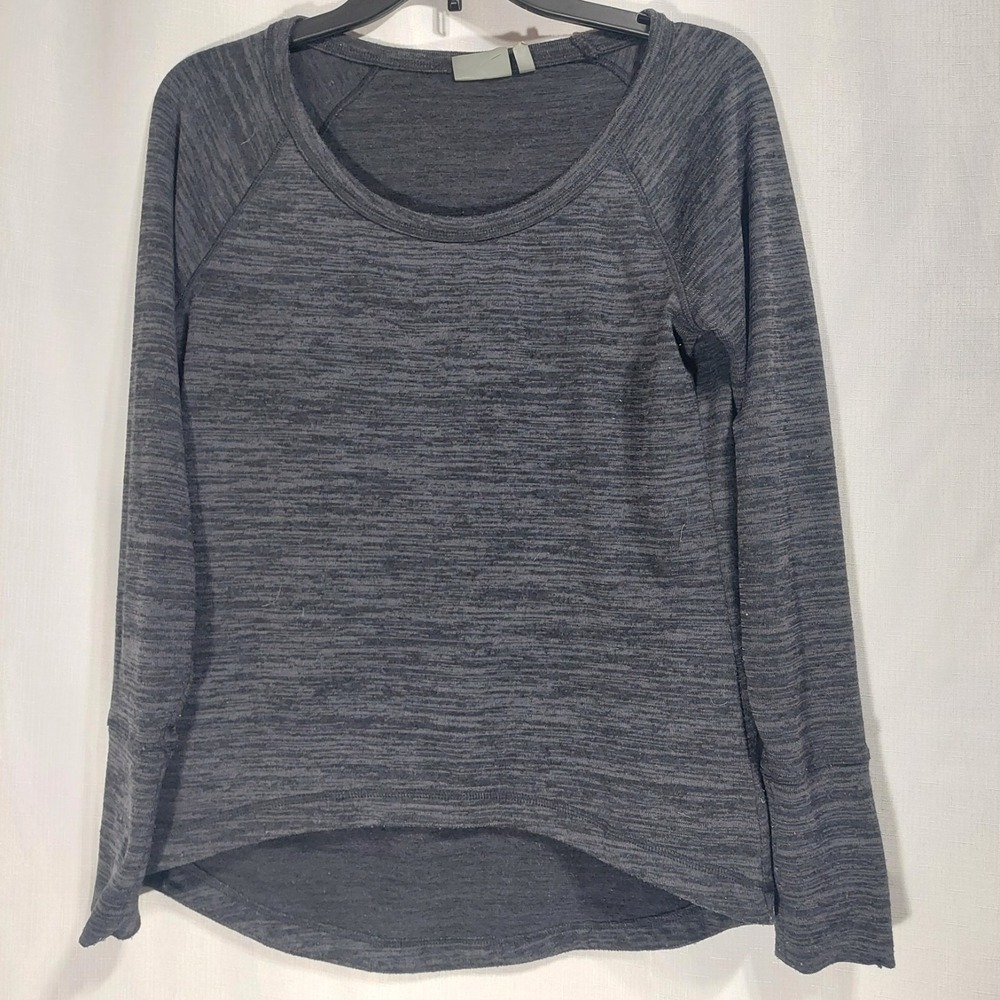 Athleta Popover TeeWomens XS Charcoal Stretch Knit Pullover Athletic Long Sleeve